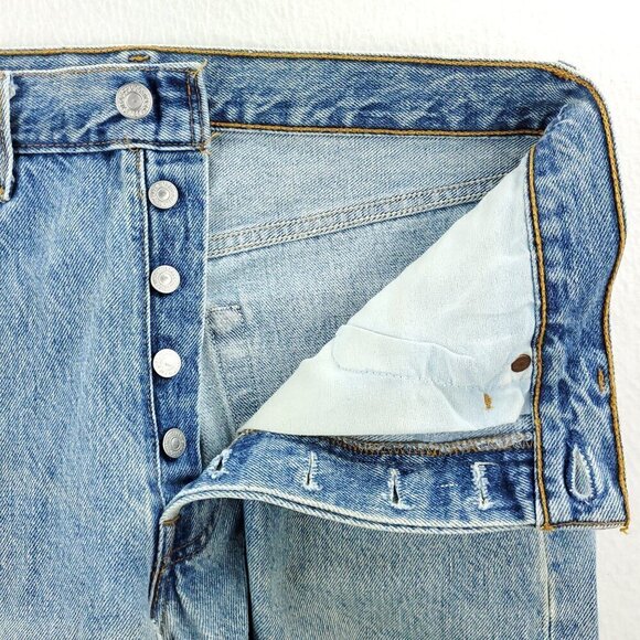 Levi's 501 Button Fly Jeans Vintage 90s USA Heavily Worn Grunge Denim 32x32 - Picture 3 of 12